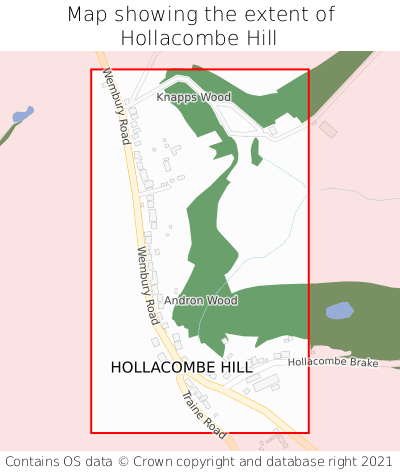 Map showing extent of Hollacombe Hill as bounding box