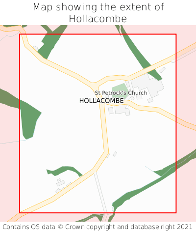 Map showing extent of Hollacombe as bounding box