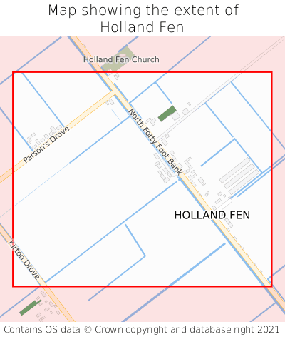 Map showing extent of Holland Fen as bounding box