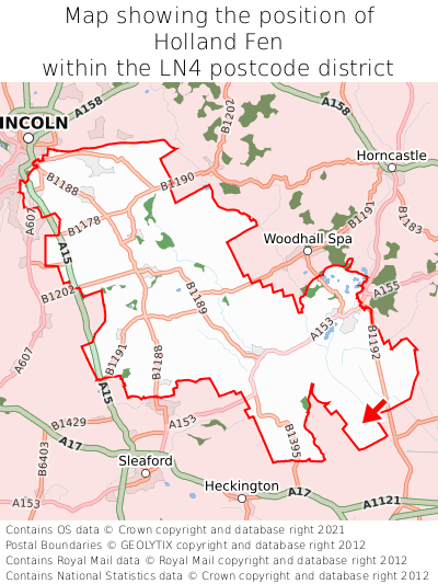 Map showing location of Holland Fen within LN4