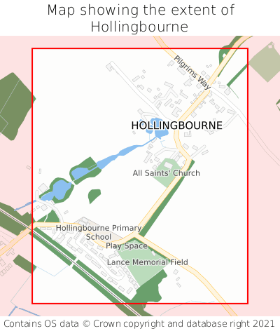 Map showing extent of Hollingbourne as bounding box