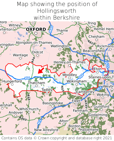 Map showing location of Hollingsworth within Berkshire