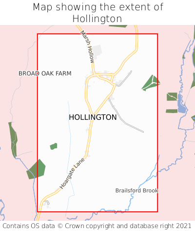 Map showing extent of Hollington as bounding box