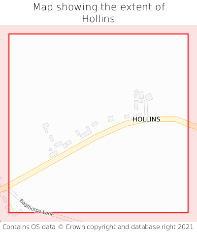 Map showing extent of Hollins as bounding box