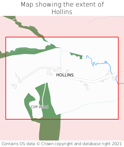 Map showing extent of Hollins as bounding box