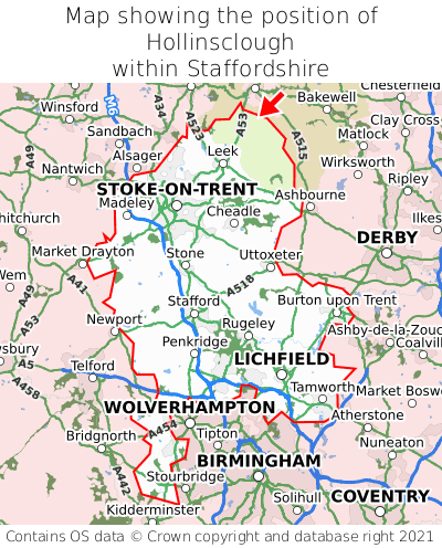 Map showing location of Hollinsclough within Staffordshire