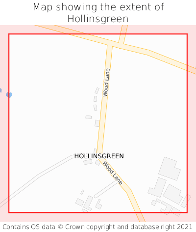 Map showing extent of Hollinsgreen as bounding box