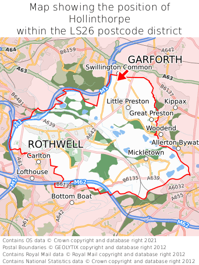 Map showing location of Hollinthorpe within LS26
