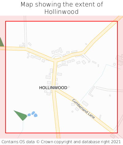 Map showing extent of Hollinwood as bounding box