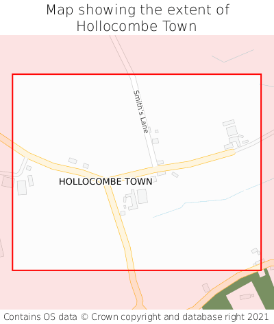Map showing extent of Hollocombe Town as bounding box