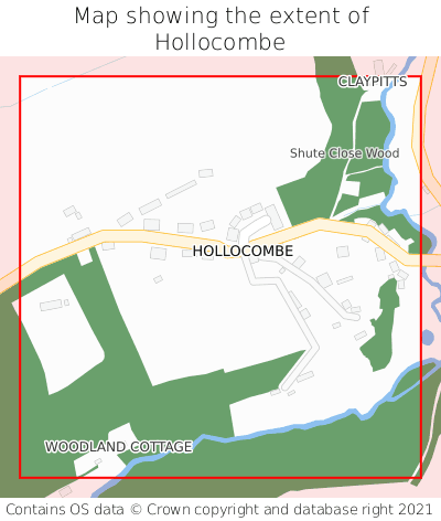 Map showing extent of Hollocombe as bounding box