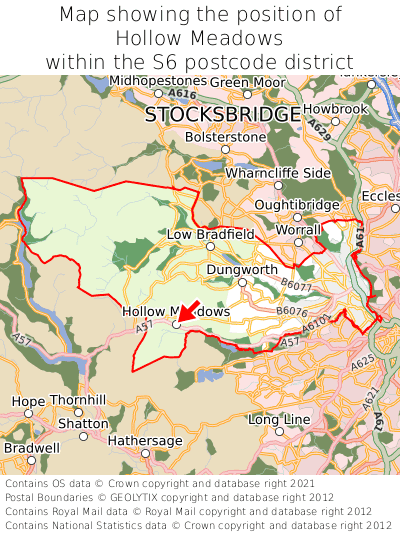 Map showing location of Hollow Meadows within S6