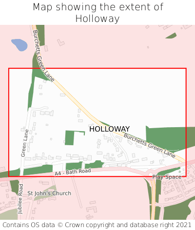 Map showing extent of Holloway as bounding box