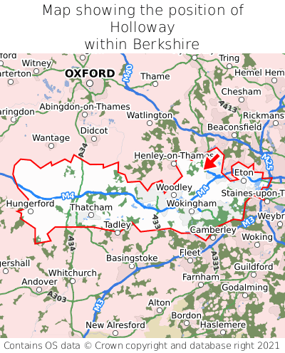 Map showing location of Holloway within Berkshire