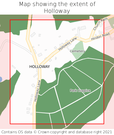 Map showing extent of Holloway as bounding box
