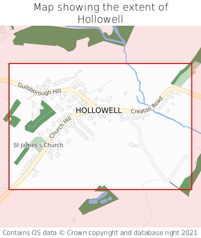 Map showing extent of Hollowell as bounding box