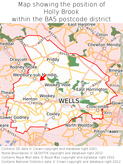 Map showing location of Holly Brook within BA5