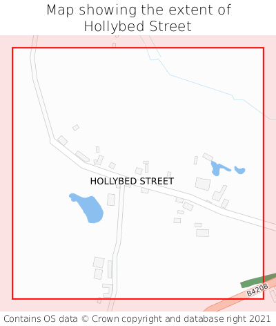 Map showing extent of Hollybed Street as bounding box
