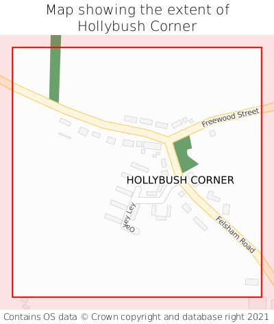Map showing extent of Hollybush Corner as bounding box