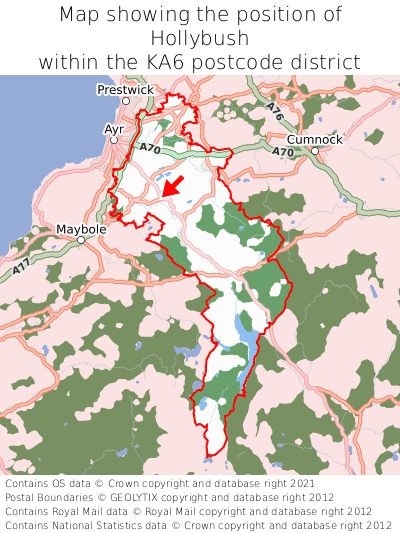 Map showing location of Hollybush within KA6