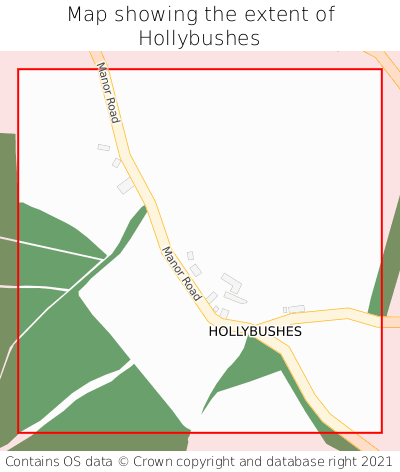 Map showing extent of Hollybushes as bounding box