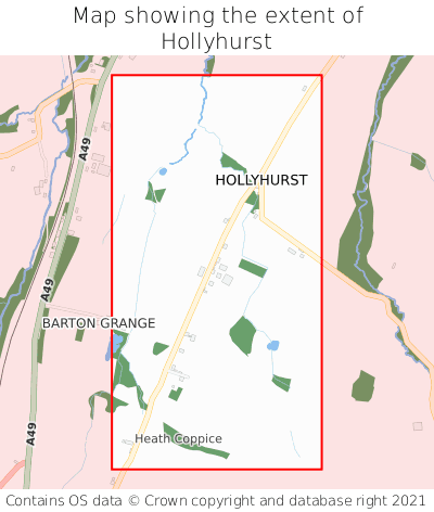 Map showing extent of Hollyhurst as bounding box