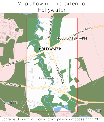 Map showing extent of Hollywater as bounding box