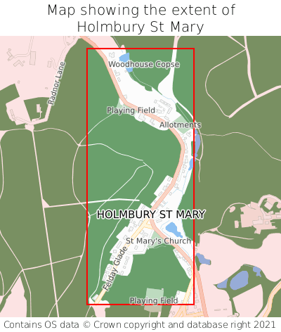 Map showing extent of Holmbury St Mary as bounding box