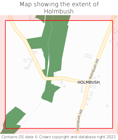 Map showing extent of Holmbush as bounding box