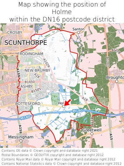 Map showing location of Holme within DN16