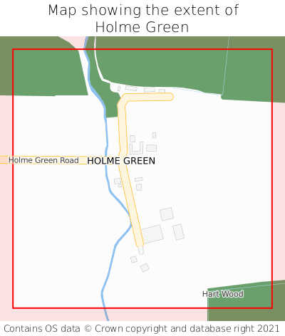 Map showing extent of Holme Green as bounding box