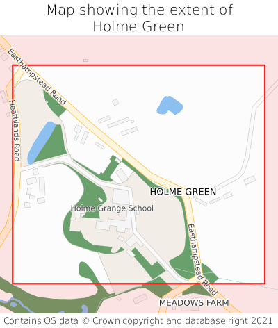 Map showing extent of Holme Green as bounding box