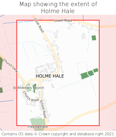 Map showing extent of Holme Hale as bounding box