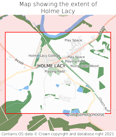 Map showing extent of Holme Lacy as bounding box