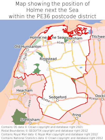 Map showing location of Holme next the Sea within PE36