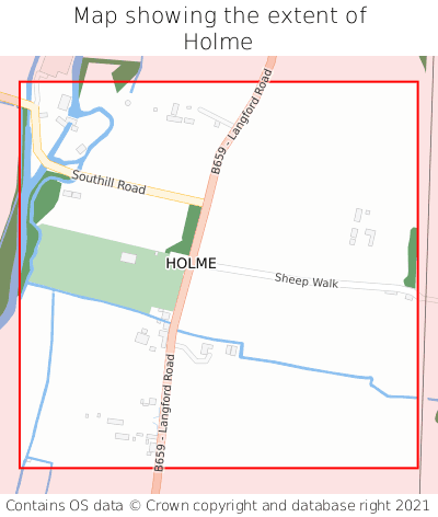 Map showing extent of Holme as bounding box