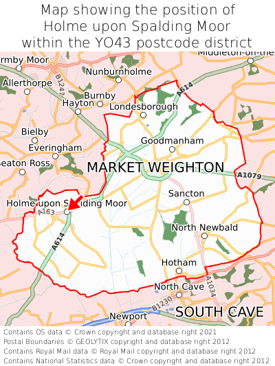 Map showing location of Holme upon Spalding Moor within YO43