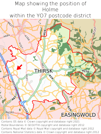 Map showing location of Holme within YO7