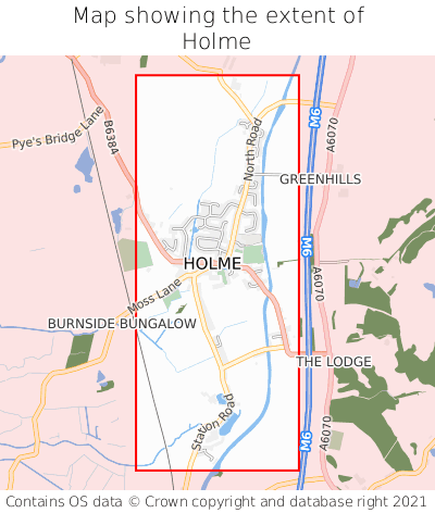 Map showing extent of Holme as bounding box