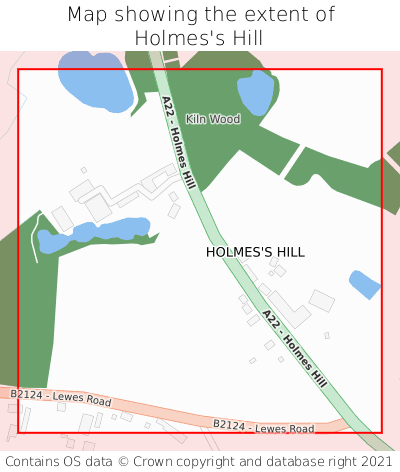 Map showing extent of Holmes's Hill as bounding box