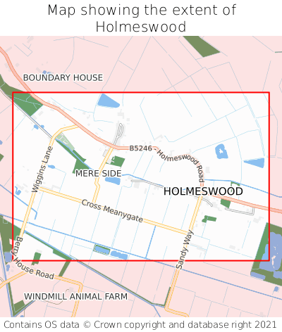 Map showing extent of Holmeswood as bounding box