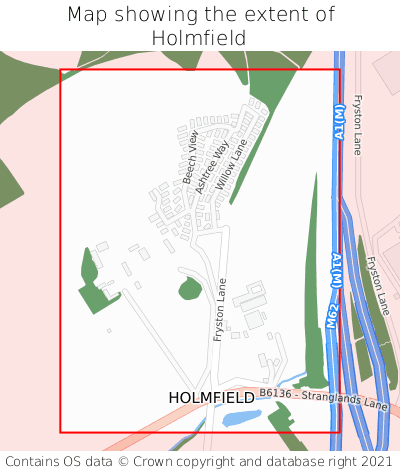 Map showing extent of Holmfield as bounding box