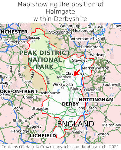 Map showing location of Holmgate within Derbyshire