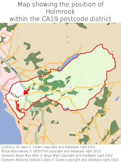 Map showing location of Holmrook within CA19
