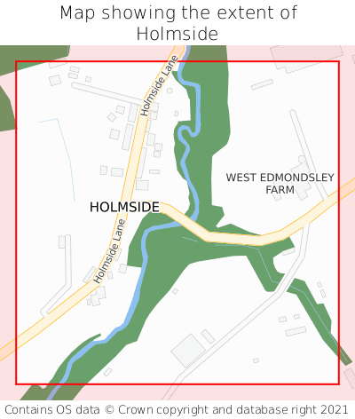Map showing extent of Holmside as bounding box