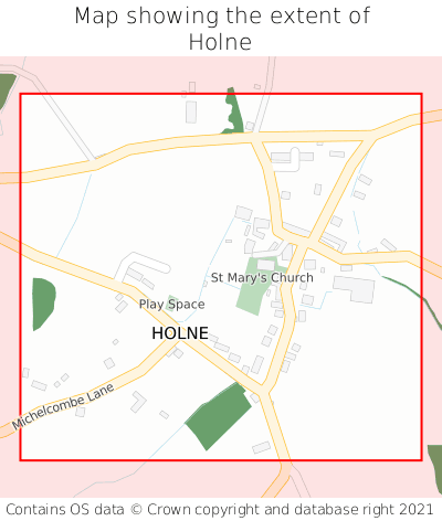 Map showing extent of Holne as bounding box