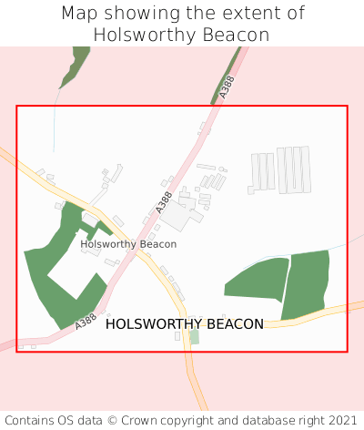Map showing extent of Holsworthy Beacon as bounding box