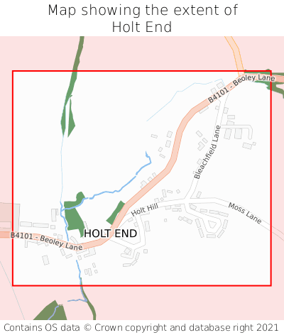 Map showing extent of Holt End as bounding box