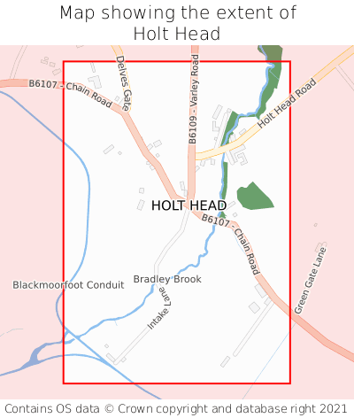 Map showing extent of Holt Head as bounding box