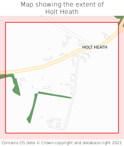 Map showing extent of Holt Heath as bounding box